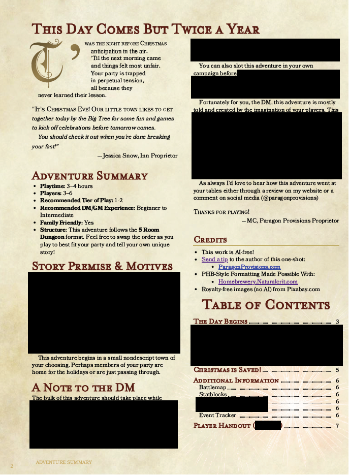 2025 Christmas One Shot: "Twice a Year" (D&D 5e)