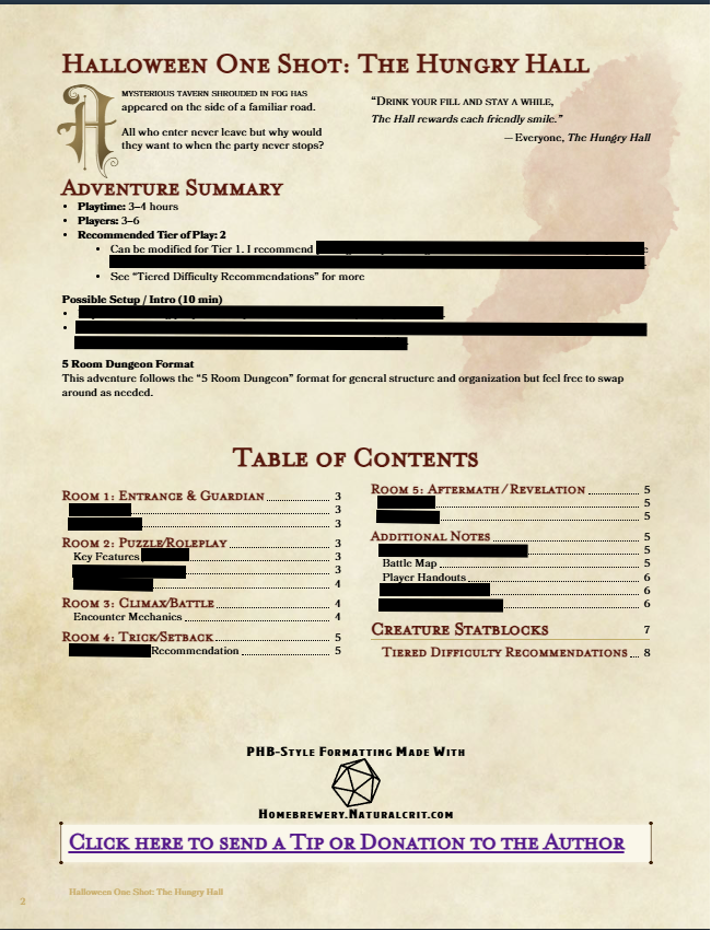 2025 Halloween One Shot: "The Hungry Hall" (D&D 5e)